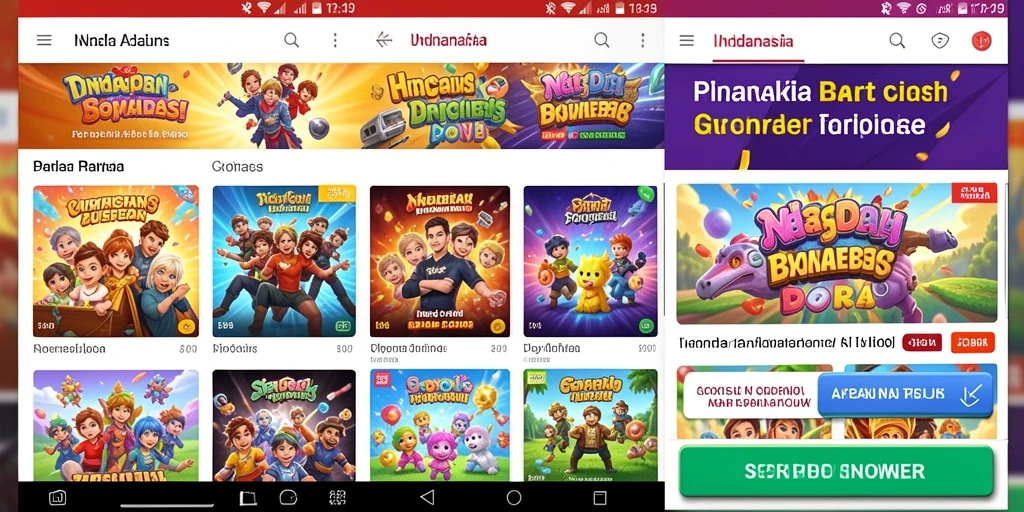 Tampilan gulungan dengan tema yang beragam dan modern.
